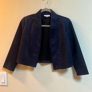 Calvin Klein Navy Blue Velvety Cropper Blazer, size small